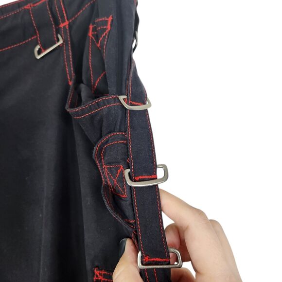 VTG ILLIG Pants 90S Womens 11 Black Red Y2K Goth Rave Hip Hop Baggy Wide Leg - Picture 4 of 15